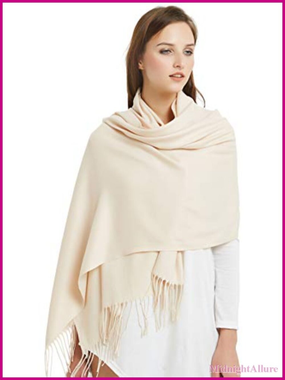 Oversized Shawl Wrap Long Winter Scarf with Fringe